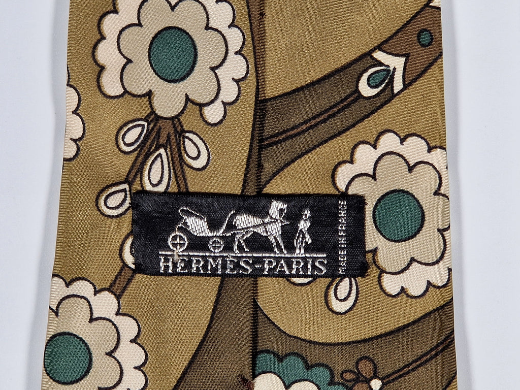 Hermés vintage brown silk scarf tie