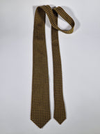 Hermés silk tie Brown Yellow metallic Facconee H