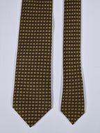 Hermés silk tie Brown Yellow metallic Facconee H