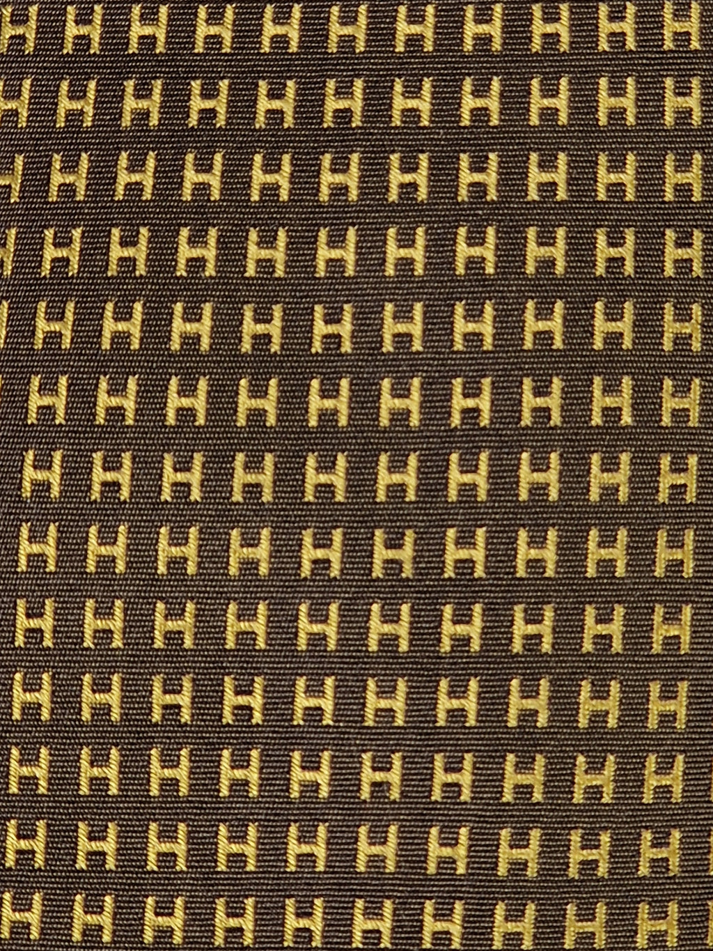 Hermés silk tie Brown Yellow metallic Facconee H