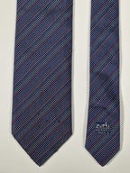 Hermés silk tie blue multicolor micro chekerd Jaquard No Cod
