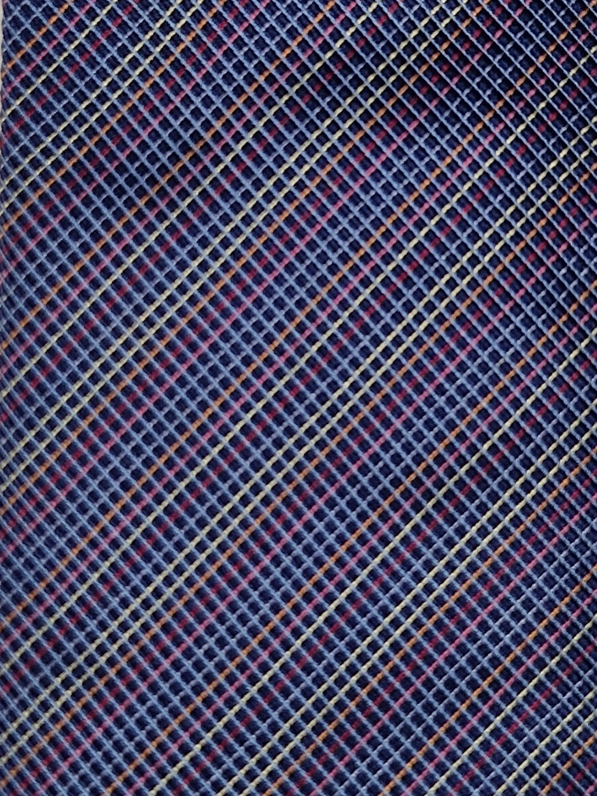 Hermés silk tie blue multicolor micro chekerd Jaquard No Cod
