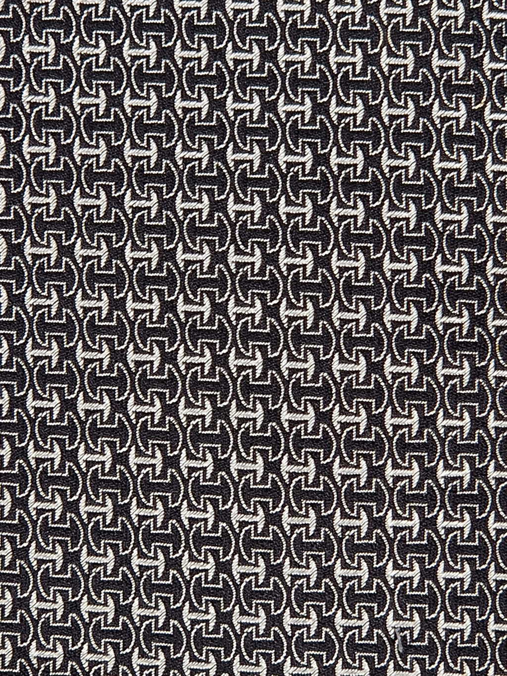 Hermès silk tie jaquard black and silver No Cod