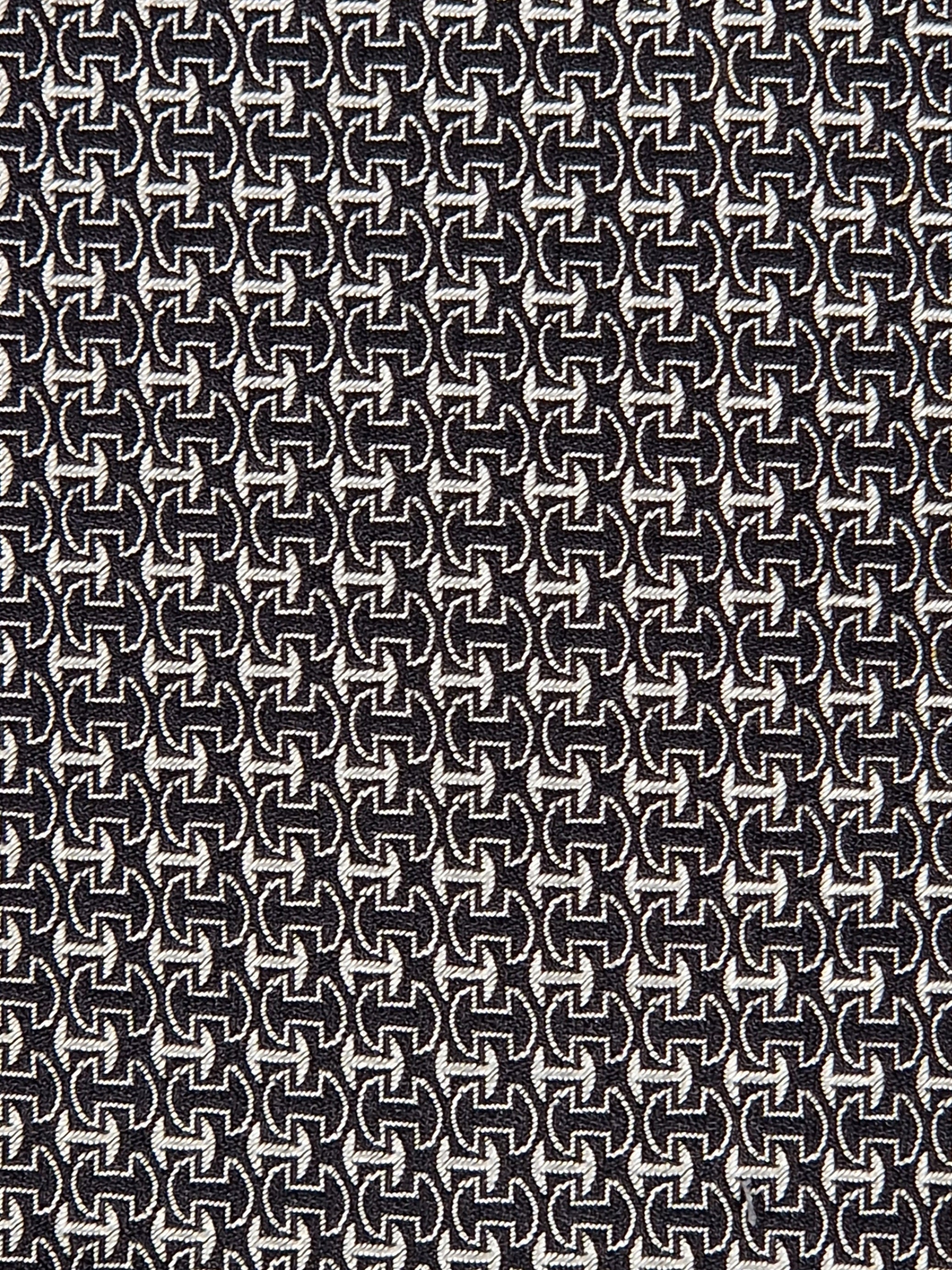 Hermès silk tie jaquard black and silver No Cod