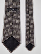 Hermès silk tie jaquard black and silver No Cod