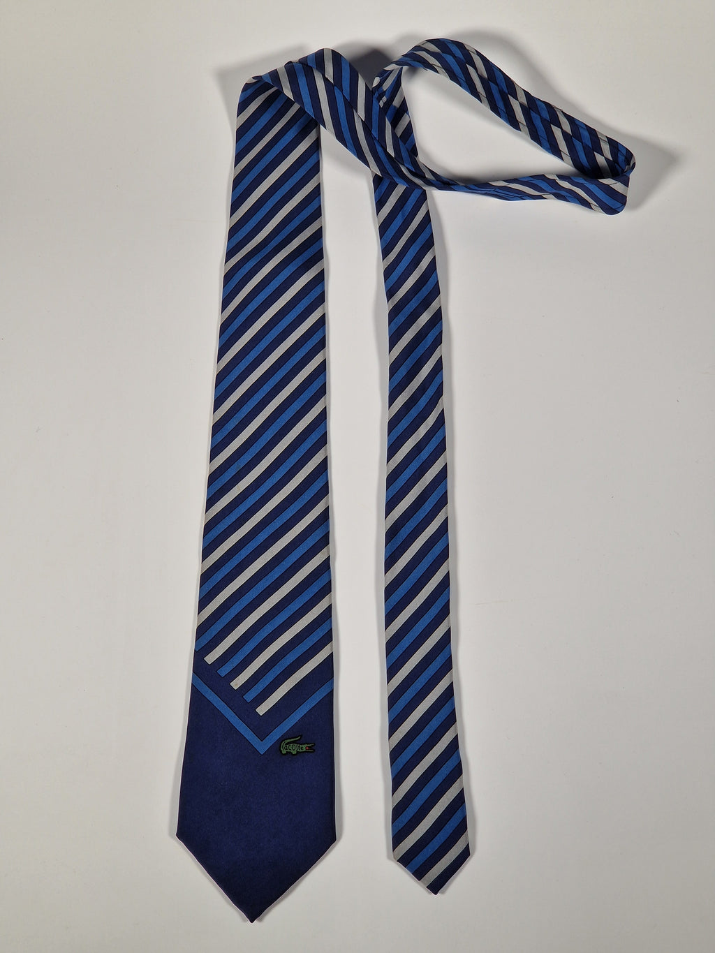 Lacoste Vintage silk tie striped blue