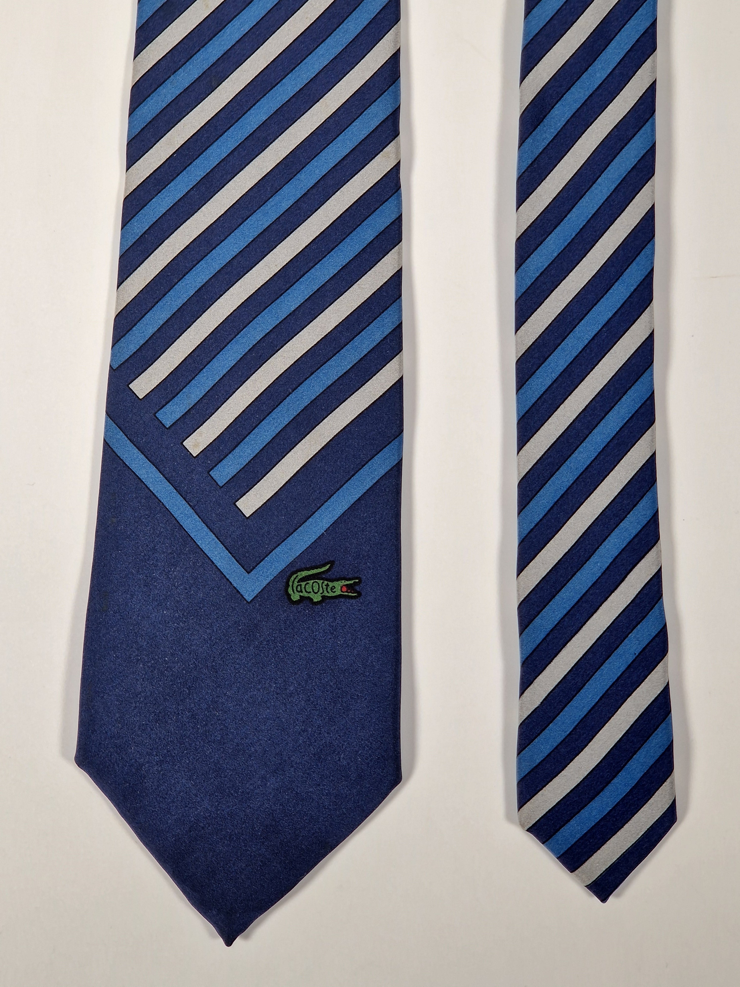Lacoste Vintage silk tie striped blue