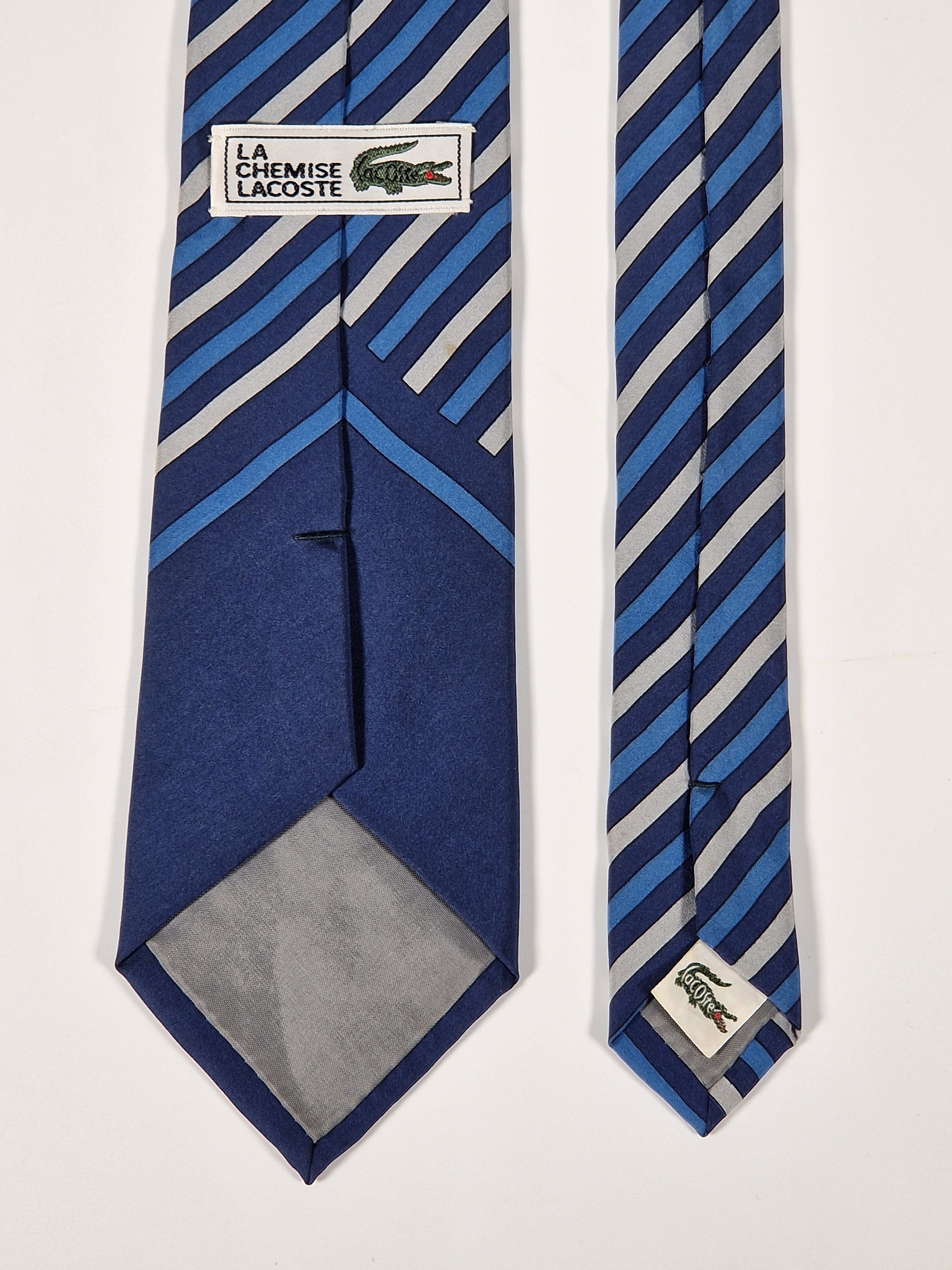 Lacoste Vintage silk tie striped blue
