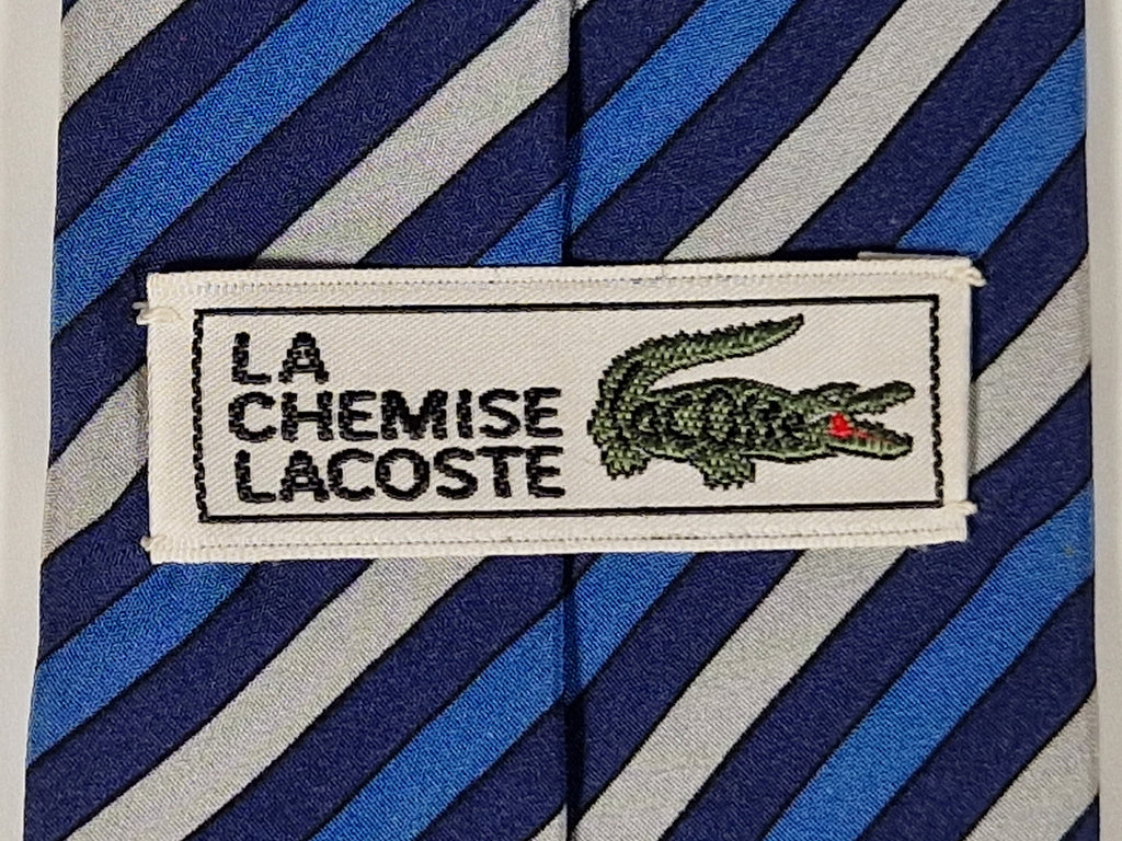 Lacoste Vintage silk tie striped blue