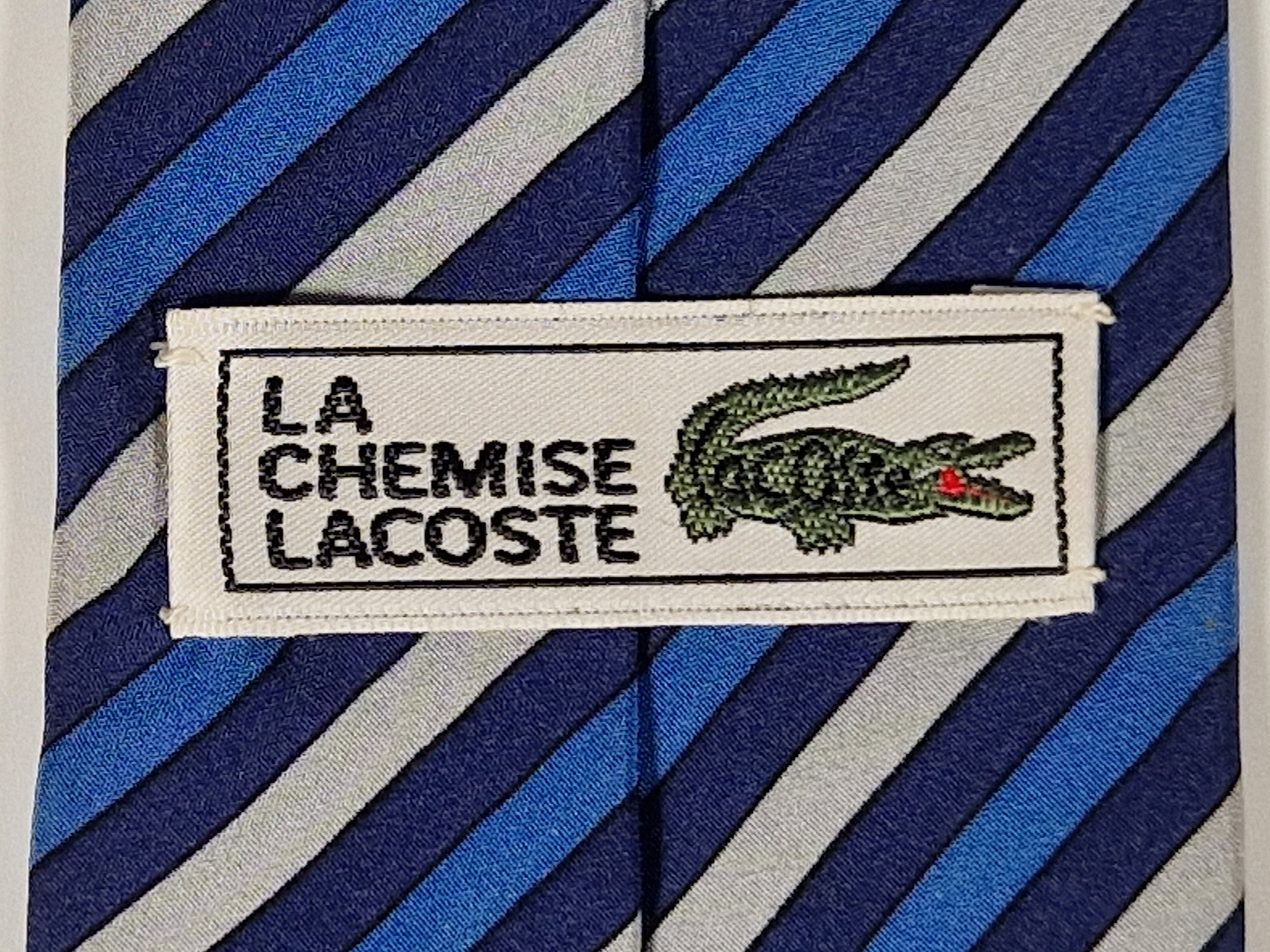 Lacoste Vintage silk tie striped blue