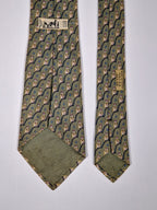 Hermès silk tie green owl pattern 7167 FA
