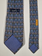 007719 Hermès tie blue flower pattern 7719 OA