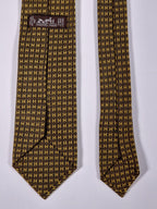 Hermés silk tie Brown Yellow metallic Facconee H