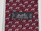 Hermés silk tie maroon equestrian pattern 605995 TA with box