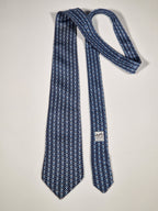 005384 Hermès silk tie blue whimsical monkeys 5384 OA